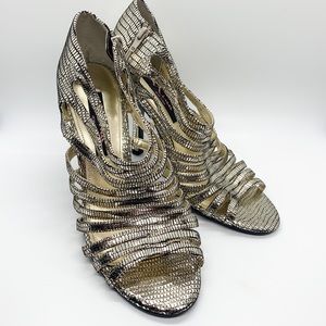 Nina Gold Zipper Heels